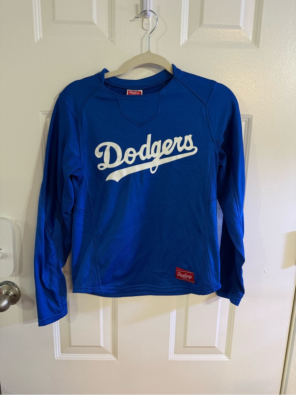 Vintage Rawlings LA Dodgers Youth Large Fleece Pullover Sweatshirt Blue #1